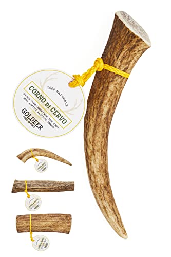 Goldeer Hirschhorn für Hunde, 100 % natürlich, umweltfreundlich, hypoallergen, glutenfrei und mit Kalzium für die Zahngesundheit, hergestellt in Italien (S) von Goldeer