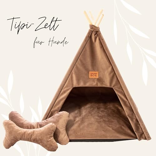 Golden Dog Tipi-Zelt für Katzen und Hunde, Haustierzelt, Plüsch-Kissenhaus, Luxus-Hundezelt, abnehmbar und waschbar, Haustierhaus (Royal Cappucino) von Golden Dog