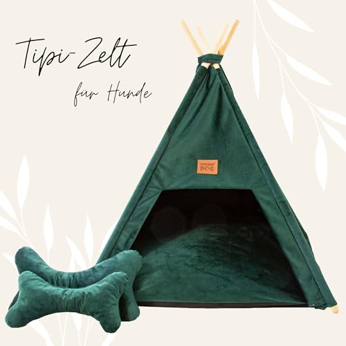 Tipi-Zelt für Katzen und Hunde, Haustierzelt, Plüsch-Kissenhaus, Luxus-Hundezelt, abnehmbar und waschbar, Haustierhaus70x70 (Royal Grün) von Golden Dog