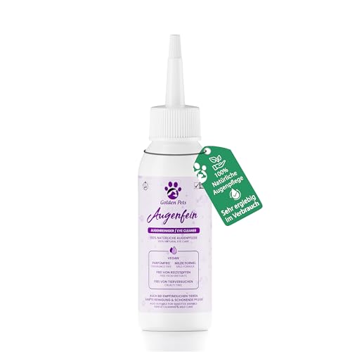 Golden Pets NEU! Augenreiniger für Hunde & Katzen - 100% natürliche Augenpflege I Sanfte Reinigung gegen Verkrustungen & Tränenstein I Vorbeugung von Tränenflecken 100 ml von Golden Pets