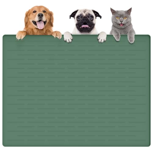 Thinken Hundefuttermatte, 100,3 x 74,9 cm, Silikon, Hunde- und Katzenmatte für Futter- und Wassernäpfe, wasserdicht, rutschfest, XXXL, für Böden (Dunkelgrün) von Goldleaf