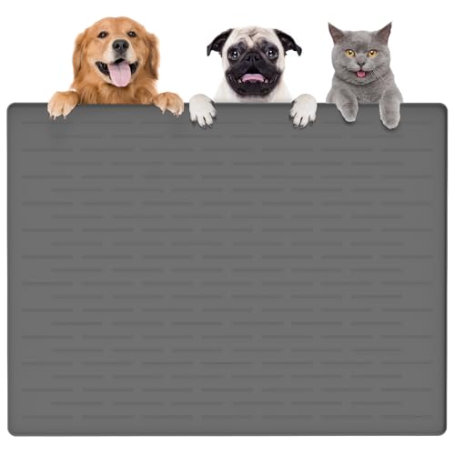Thinken Hundefuttermatte, 100,3 x 74,9 cm, Silikon, Hunde- und Katzenmatte für Futter- und Wassernäpfe, wasserdicht, rutschfest, XXXL, für Böden (dunkelgrau) von Goldleaf