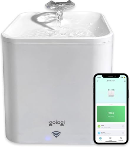 Gologi Trinkbrunnen Katze/Hund - Intelligenter Wasserbrunnen mit App - Mit Sensor - Smart & UV-Sterilisation - 2.2L - Weiß von Gologi