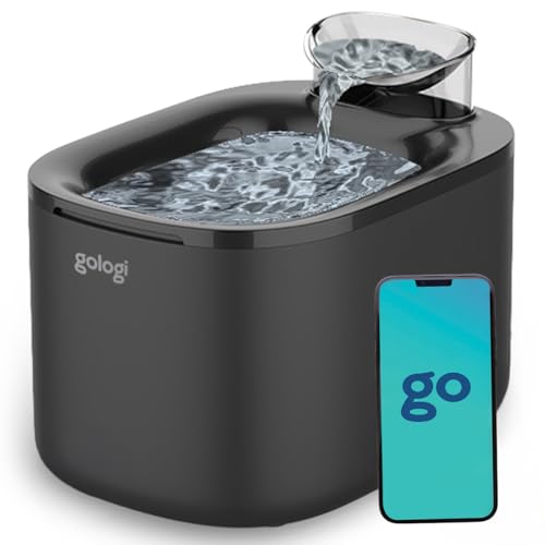 Gologi Trinkbrunnen Katze/Hund - Intelligenter Wasserbrunnen mit App - Mit Sensor - Smart & UV-Sterilisation - 3.5L - Schwarz von Gologi