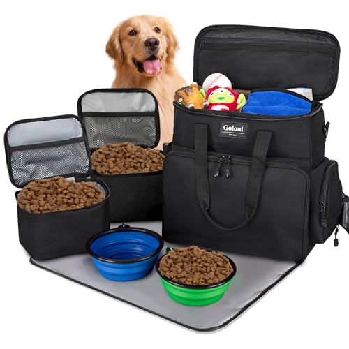 Hunde-Reisetasche, 6er-Set, von Fluggesellschaften zugelassen, Wochenend-Hundetaschen für Reisen, mit mehreren Taschen, Geschenk für Hundebesitzer, Schwarz von Goloni