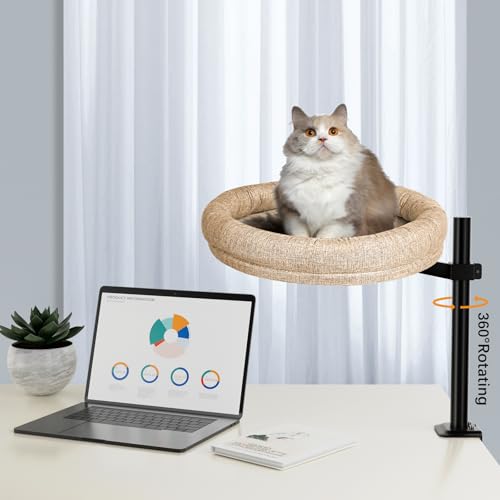 Gomyrod Katzenbett für den Schreibtisch – perfektes Katzennest für Ihren Schreibtisch, Heimbüro, maximale Belastung 22,7 kg, bequemes Haustierbett für Kätzchen, 360° drehbar und höhenverstellbar, von Gomyrod