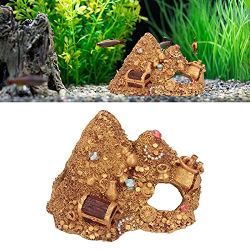 Aquarium Höhle Aquarium Deko Höhle Goldene Aquarium Steine Aquarium Deko, Simulation Exquisite Kingsoft, Fisch Garnelen Versteck, Aquarium Zubehör Deko Ornamente, 15x11x12cm von Gonetre