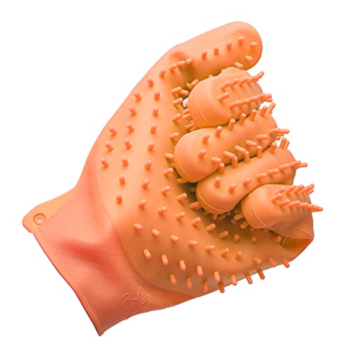 Gonetre Fellpflege-Handschuh für Haustiere, Silikon, doppelseitig, schnelles Aufschäumen, langlebig, Katzenhaarentfernungshandschuh für und kurzes Haar, Orange von Gonetre