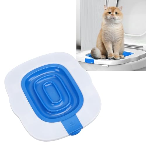 Gonetre Katzen-Toiletten-Trainingsset, Universelle Passform, 4 Schutzpolster, Wiederverwendbar, rutschfest, Katzen-Toiletten-Trainingssystem, Blau von Gonetre