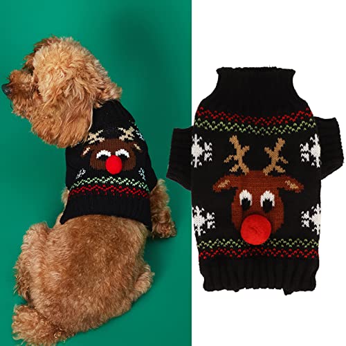 Hund Weihnachten Pullover Hund Schnee Pullover Verdickung Neujahr Weihnachten Hund Urlaub Pullover für Kleine Mittlere Hunde (Schwarz) von Gonetre