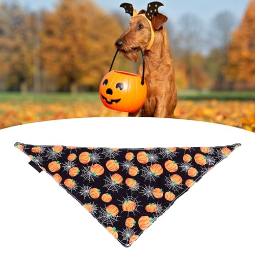 Hunde-Halloween-Bandana, Weich, Bequem, Verstellbar, Tragbar, Dreieckiges Haustier-Lätzchen, Schal für Party, Hochzeit, Reisen von Gonetre