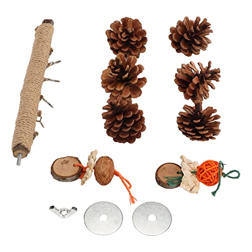 Tannenzapfen Ständer Spielzeug Holz Vogelsitzstangen Holzstangen Vogel Tannenzapfen Ständer Spielzeug Tannenzapfen Ständer Spielzeug Rattan Kugeln Hanfseil Weben Holzstange für kleine (Logs, Hanf von Gonetre