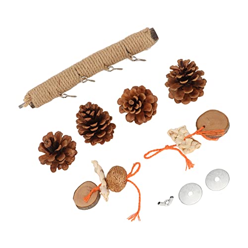 Tannenzapfen Ständer Spielzeug Holz Vogelsitzstangen Holzstangen Vogel Tannenzapfen Ständer Spielzeug Tannenzapfen Ständer Spielzeug Rattan Kugeln Hanfseil Weben Holzstange für kleine (Logs, Hanf von Gonetre