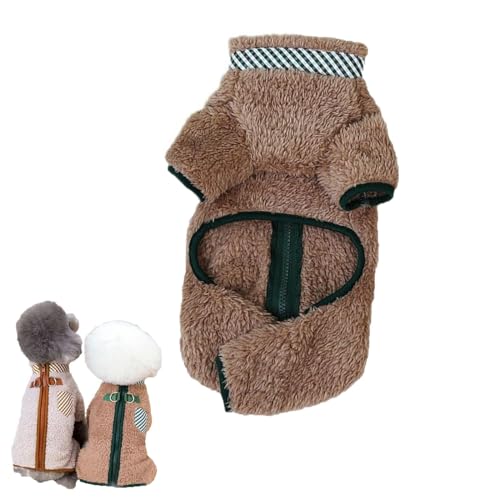 Goniome Hunde-Fleece, Thermokleidung mit Doppelring-Knöpfen, Kleiner Hundepullover für Damen, Winter-Hunde-Thermokleidung mit Reißverschluss, Hundepullover mit Leinenring. (Kaffee, XS) von Goniome