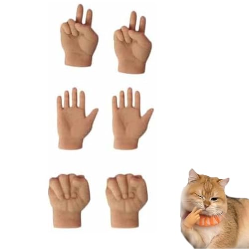 Goniome Mini Hands for Cats,Mini Hands for Fingers,Tiny Finger Hands, Cat Interactive Toy, Stretchable TPR Hands Cat Toy, Mini Crossed Hands for Cats (1 Set) von Goniome