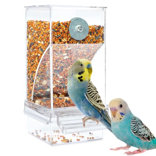 No Mess Bird Water Feeder Dispenser Automatic Hanging Bird Feeder for Cage, Sittich Cage Accessories, Parrot Cockatiel Seed Food Container Drinker for Squirrel Finch Lovebirds Wellensittiche von Gonpabuly