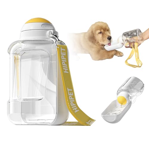 GooCare Hundewasserflasche, tragbare Reisewasserflasche für mittelgroße bis große Hunde, 935.5-1,417.5 g große Kapazität, auslaufsichere Haustier-Wasserflasche (Weiß, 1,5L-1,417.5 g) von GooCare