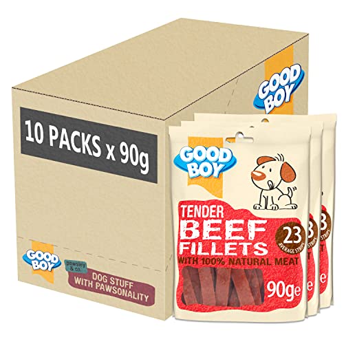 Good Boy Deli Dog Treats Tender Beef Fillets 90g x 10 Packs von Good Boy