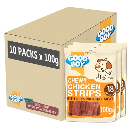 Good Boy Pawsley & Co Hühnerstreifen Hunde Snacks (10 Packungen) (10 x 100g) (kann variieren) von Good Boy