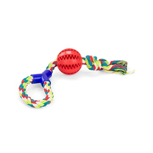 Good Scout Gummi-Zahnball und Baumwollseil, Hundespielzeug zum Zerren und Kauen, bestes Hundespielzeug zum Apportieren, Kauspielzeug für Welpen und erwachsene Hunde, Hundespielzeug für mittelgroße und von Good Scout