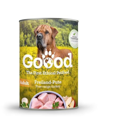 Goood - Adult Freiland-Pute - Nassfutter, Hundefutter - mit regionaler Gerste und Pastinake - Weizenfrei, Ohne Konservierungsstoffe - 12 x 400 g von Goood