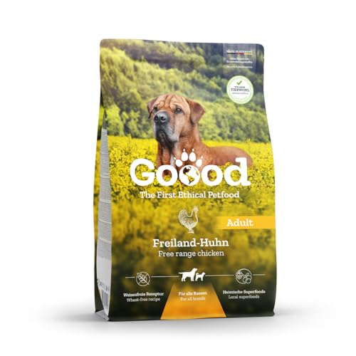 Goood Adult Freilandhuhn – Trockenfutter, Hundefutter – hochwertige Proteine, wertvolles Vollkorn, für Verdauung und Stoffwechsel – für ausgewachsene Hunde – 1,8kg von Goood