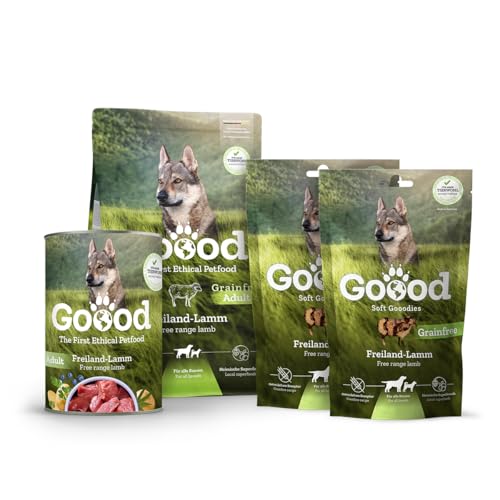 Goood Adult Freilandlamm Probierpaket – 300g Trockenfutter, 400g Nassfutter, 2X 100g Snacks - Hundefutter mit hochwertigen Proteinen, getreidefrei - für alle Rassen und Größen Goood Adult Freilandlamm Probierpaket – 300g Trockenfutter, 400g Nassfutter, 2X 100g Snacks - Hundefutter mit hochwertigen Proteinen, getreidefrei - für alle Rassen und Größen von Goood