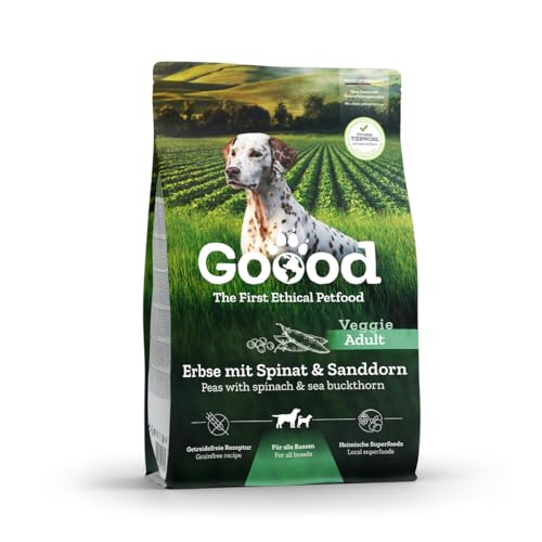 Goood Adult Veggie mit Erbse, Spinat und Sanddorn – Trockenfutter, Hundefutter – vegetarisch, getreidefrei, Alternative Proteinquelle, heimische Superfoods - für alle Rassen und Größen - 1,8kg von Goood