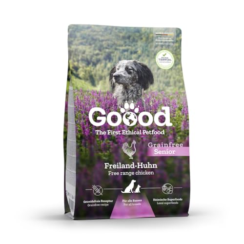 Goood Senior Freilandhuhn & nachhaltige Forelle – Trockenfutter, Hundefutter – hochwertige Proteine, wertvolles Vollkorn, für Gelenke und Immunsystem – für Hundesenioren – 1,8kg von Goood