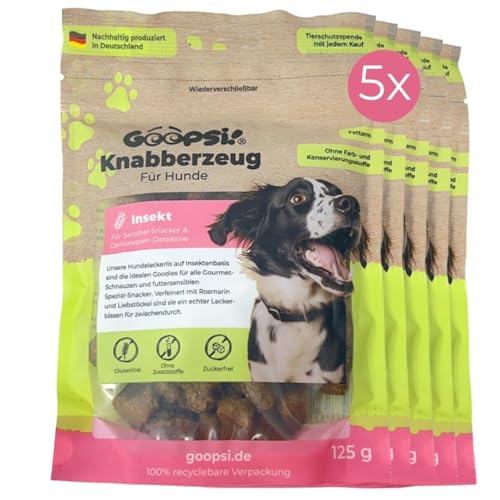 Goopsi Hunde Leckerli Insekten 125g 5er Pack, Hundeleckerli getreidefrei & ohne Zucker, Hundefutter leckerlis Hund, Hundtraining Snack, Snacks auch für Große Hunde - aus Deutschland von Goopsi