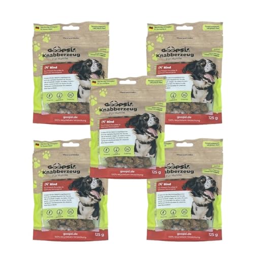 Goopsi Hunde Leckerli Rind 125g 5er Pack, Hundeleckerli getreidefrei & ohne Zucker, Hundefutter leckerlis Hund, Hundtraining Snack, Snacks auch für Große Hunde - aus Deutschland von Goopsi