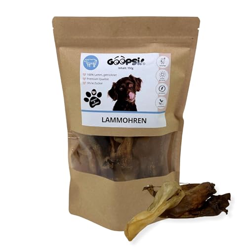 GOOPSI Lammohren für Hunde 300g | natürlicher Kauartikel für Hunde | Hundeleckerli getreidefrei für Langen Kauspaß – ohne Zusätze von Goopsi