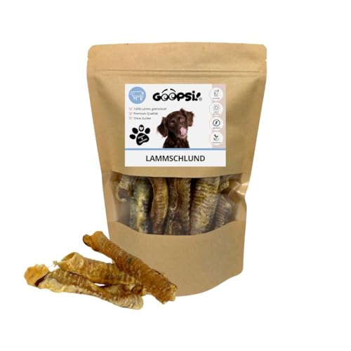 GOOPSI Lammschlund getrocknet 200g | Lamm Leckerli für Hunde, naturbelassen, getreidefrei | ideal als Kausnack für kleine Hunde und Welpen | Premium Qualität von Goopsi