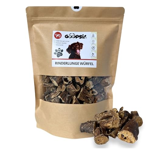 GOOPSI Rinderlunge für Hunde getrocknet | Premium Hundeleckerlis Belohnung und Training, fettarm | 1-3 cm große Stücke - 300g von Goopsi