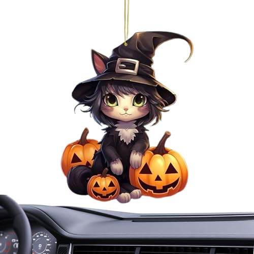 Goowafur Katzen-Weihnachtsschmuck,Katzen-Halloween-Ornamente | 2D-Weihnachtsbaum-Dekoration, Auto-Rückspiegel-Aufhänger, Acryl-Anhänger,Autozubehör, Partyzubehör, Gastgeschenke, Wanddekoration für die von Goowafur