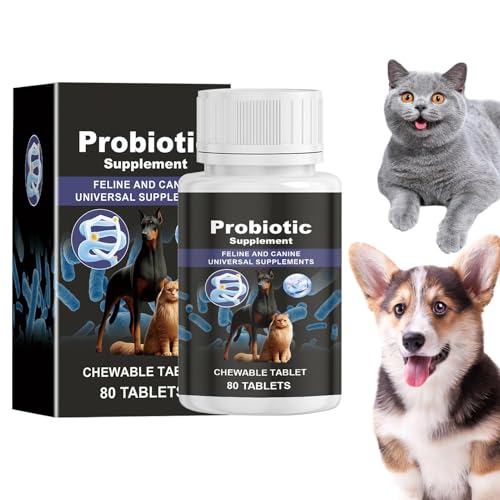 Goowafur Probiotische Nahrungsergänzungsmittel für Katzen,Probiotische Nahrungsergänzungsmittel für Hunde,Nahrungsergänzungsmittel für Hunde | 120 Stück Kautabletten für Haustiere, lindern von Goowafur