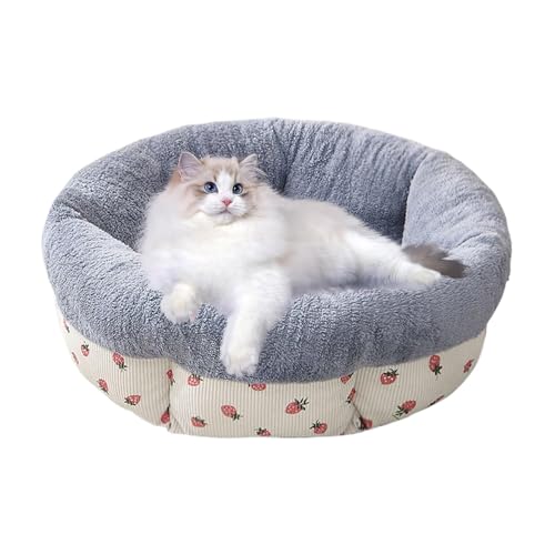 Goowafur Rundes Donut-Katzenbett,Rundes Hundekatzenbett | Runde Donut schlafende Haustier-Fleece-Bettmatte | Gemütliches, maschinenwaschbares, rundes, beruhigendes Donut-Hundebett mit Rutschfester von Goowafur