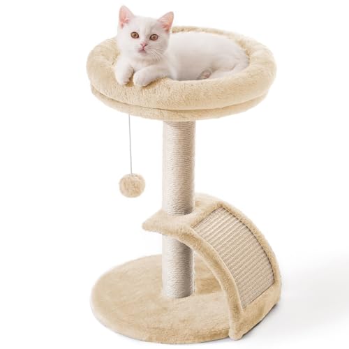 Goozii Kratzbaum Turm mit Katzenbett und Kratzbäumen für Indoor Katzen mit Katzenturm mit hängendem Ball Spielzeug (Braun) von Goozii