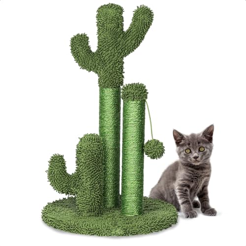 Gopets Kratzbaum Cactus - Kaktus Kratzbaum mit Seil - Kratzbrett modernes Design - Kratzmöbel mit Spielzeug - 33 x 52 cm von Gopets