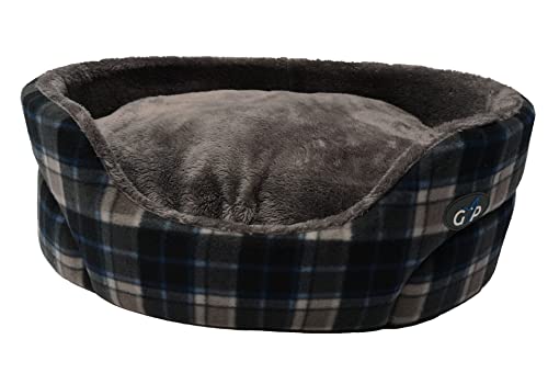 Gor Pets Essence Standard-Bett aus weichem Fleece-Stoff, Dieses Bett kombiniert Komfort – Größe XL 80 cm, graues Karomuster von Gor Pets