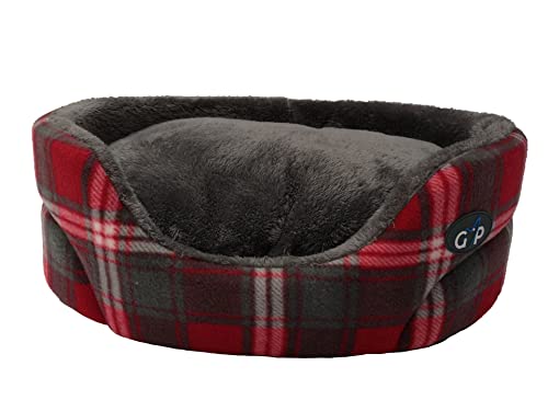 Gor Pets Essence Standard-Bett aus weichem Fleecestoff. Dieses Bett kombiniert Komfort – Größe L 70 cm, rot kariert von Gor Pets