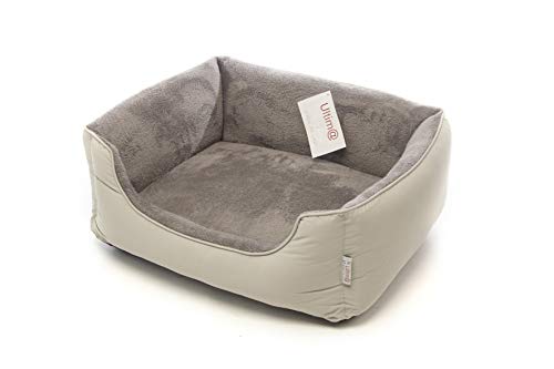 Gorpets Ultima Hundebett mit Stützen, Abnehmbarer, waschbarer Bettbezug, Leinen, beruhigendes Hundebett, Größe M, 60 x 50 x 54 cm, Grau von Gor Pets