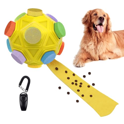 Gormenland Schnüffelbälle für Hunde - Interaktives Hundespielzeug, Anreicherungsspielzeug für Langeweile, Hund Slow Feeder Spielzeug, Hundeleckerli Bälle für kleine, mittelgroße und große Hunde (Gelb) von Gormenland