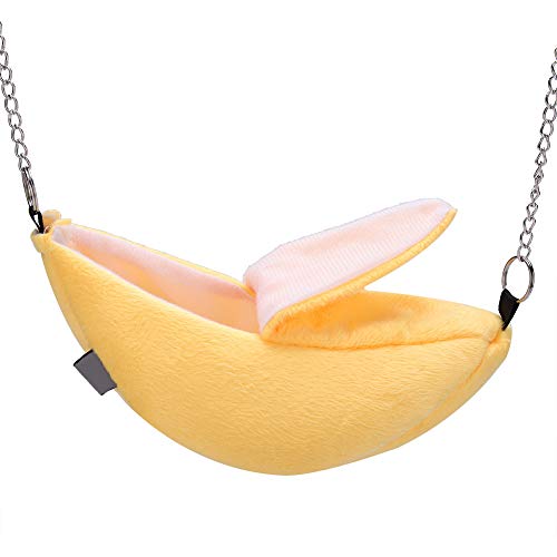 Goshyda Samt hängendes Haustierbett, Bananenförmiges Design, Hamsterbett Hängematte hängendes Bett, für kleine Haustiere(Gelb) von Goshyda