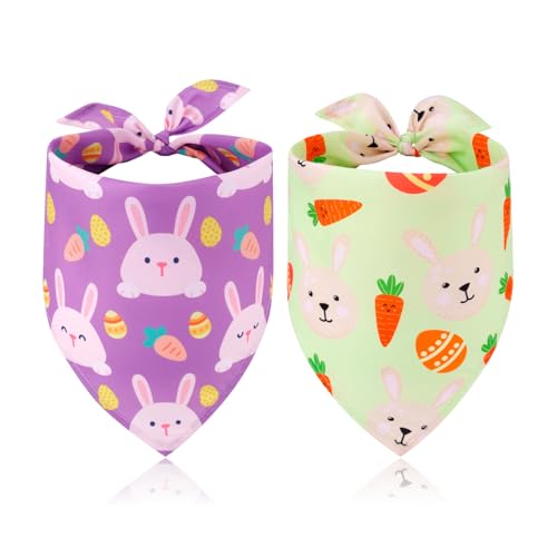 2 STK Osterhalstücher für Hunde, Weiches Polyester Osterkopftuch für Haustiere Verstellbar Waschbar Osterstirnband für Haustiere Osterhase Atmungsaktives Osterschal für Haustiere (Stil 1) von Gosknor