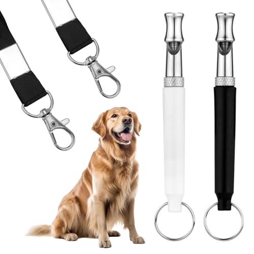 Gosknor 2 Pack Hundepfeifen mit Umhängeband, Dog Training Whistle Hundetrainingspfeife Einstellbare Ultraschall Hundepfeife Rückruf Professionelle Pfeife Hund für das Hundetraining Hundezubehör von Gosknor