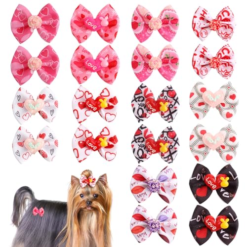 Gosknor 20 STK Kleine Haarschleifen für Hunde, Süße Rosa Hundehaarschleifen Winzige Welpenhaarschleifen Mehrere Stile Haarband mit Hundeschleife für Hundeaccessoires von Gosknor