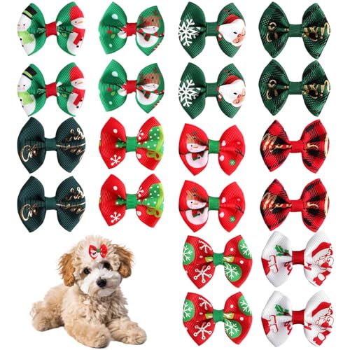 Gosknor 20st/10 Paare Weihnachts Hundehaarschleifen mit Gummibändern, Hundeschleifen für Die Feiertage Bunt Dog Bows Schleife Hundehaar Accessoires für Die Tägliche Haustierpflege Bei Festen von Gosknor