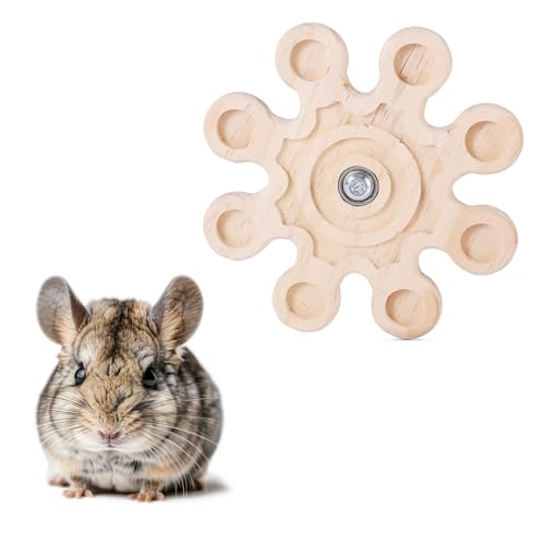 Gosknor Kauspielzeug für Chinchillas aus Holz, 16 cm Durchmesser Rotierendes Chinchilla-Rad Spielzeug zum Zähneknirschen für Kaninchen Spielzeug zum Zähneknirschen für Chinchillas Meerschweinchen von Gosknor