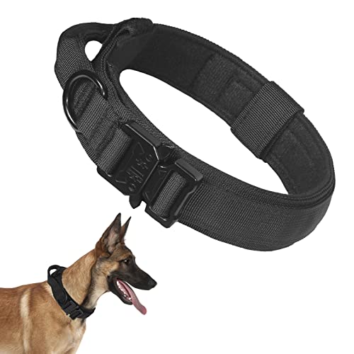 Hundehalsband mit Griff, Halsband Hunde mit Metallschnalle Taktisches Hundehalsband Impulsiven und Stark Ziehenden Verhindern, Verstellbares Hunde Halsbänder (Schwarz, XL) von Gotanc